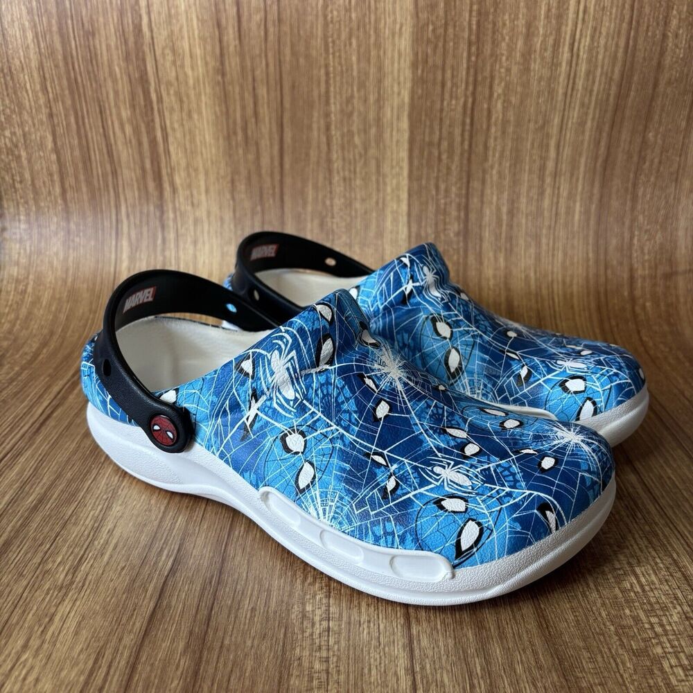 Crocs‎ Spider-Man Bistro Clog Discontinued Slip Resistant Blue Graphic Men 9 W11